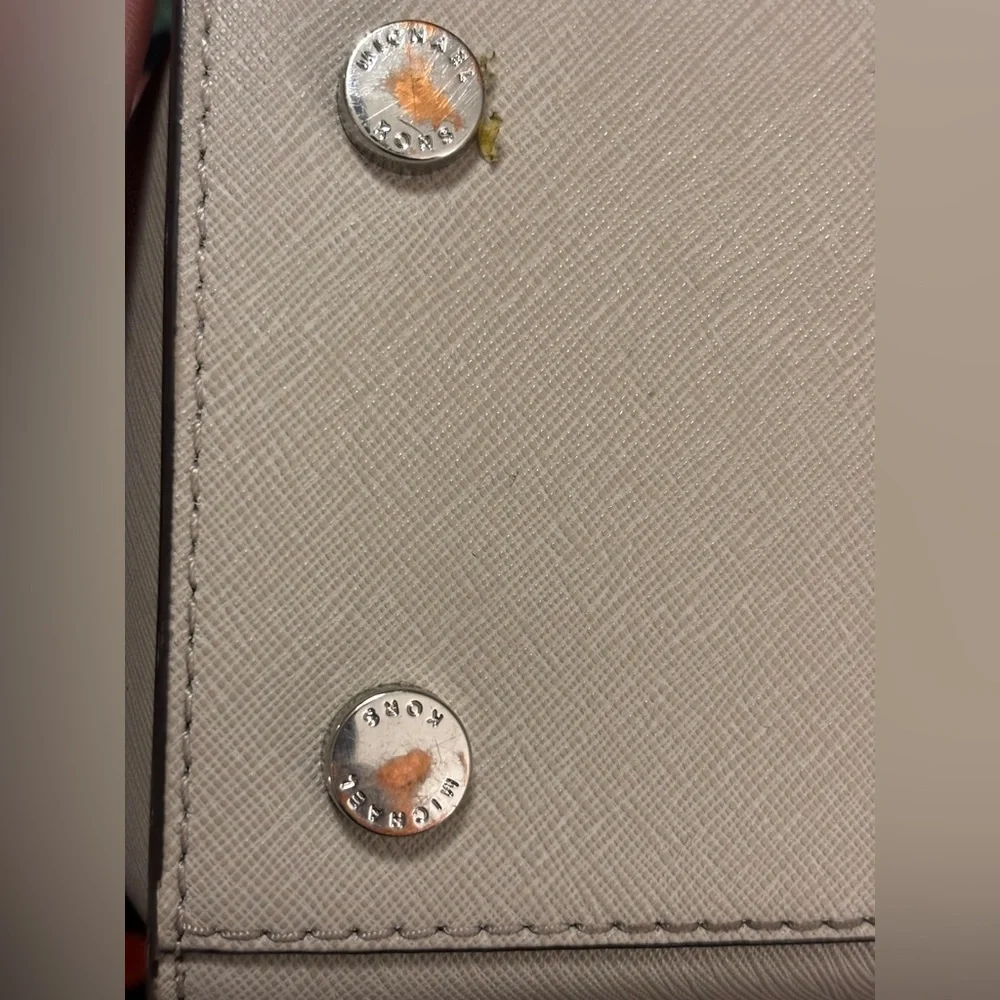 Michael Kors Gray/Very light Pink Studded Satchel